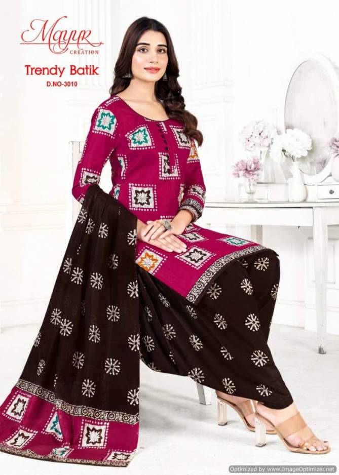 Trendy Batic Vol 2 By Mayur 3001 To 3010 Cotton Dress Material Wholesale Price In Surat
